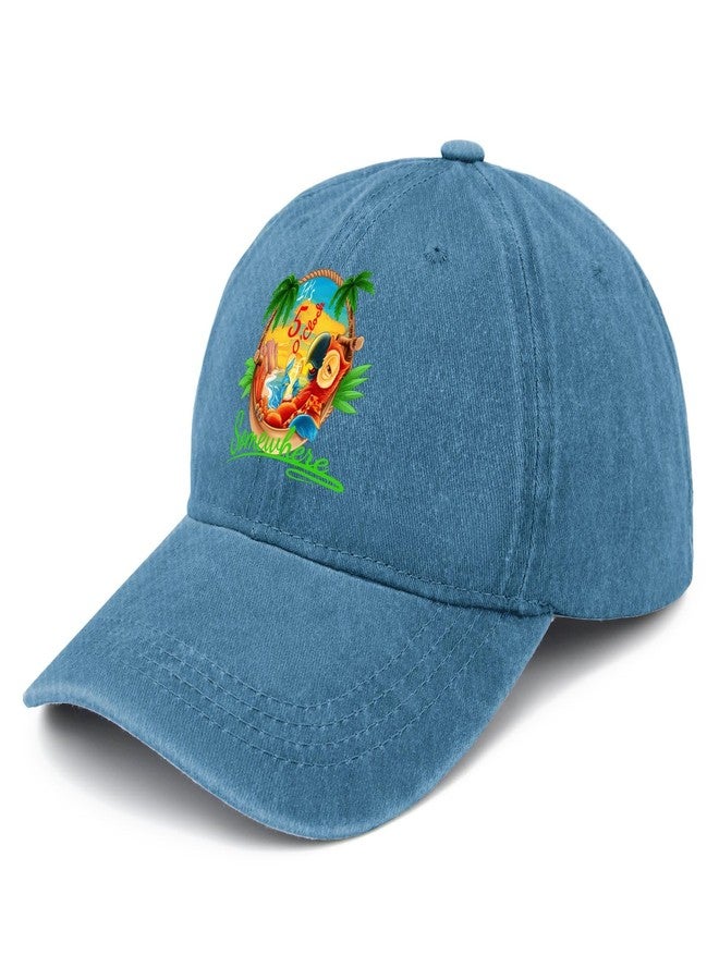 Paunook It is 5 Oclock Somewhere Baseball Cap Vintage Cotton Washed Baseball Caps Adjustable Dad Cyan Blue - Image 2
